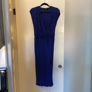 DKNY blue satin pleated evening wear dress size 14